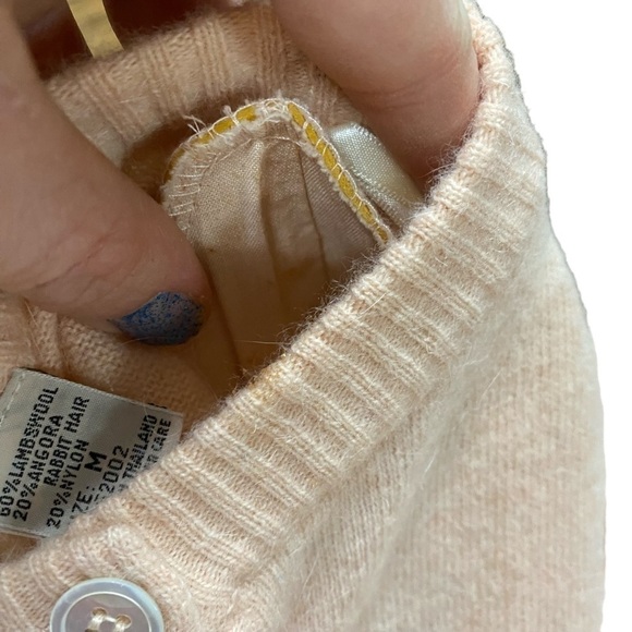 Vintage Liz Claiborne Lambswool Angora Blush Pink Long Lined Cardigan Sz Medium - Picture 5 of 6